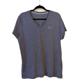 Under Armour Threadborne V-Neck Performance Tee – Blue Gray, Size XL (2b)